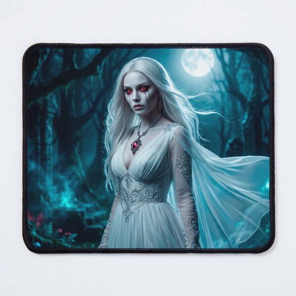 Item preview, White Vampire Woman in Moonlight Forest – Gothic Fantasy Art designed and sold by VALKYRAART53.