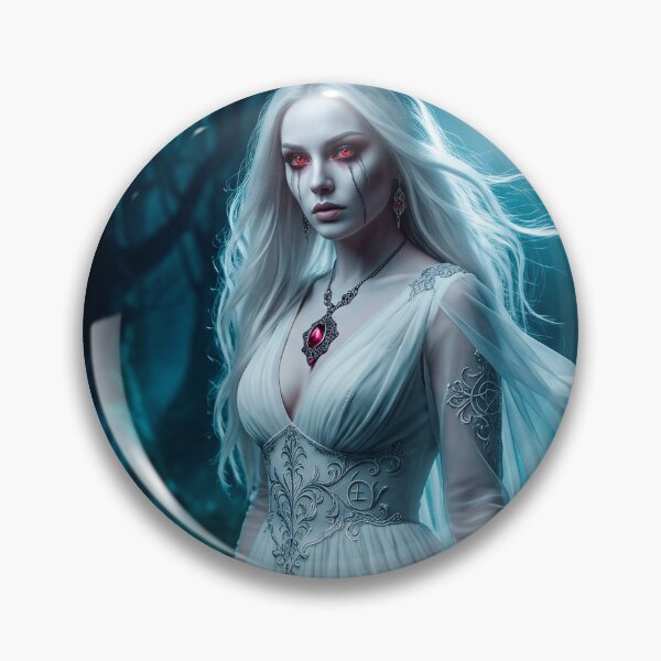 Item preview, White Vampire Woman in Moonlight Forest – Gothic Fantasy Art designed and sold by VALKYRAART53.