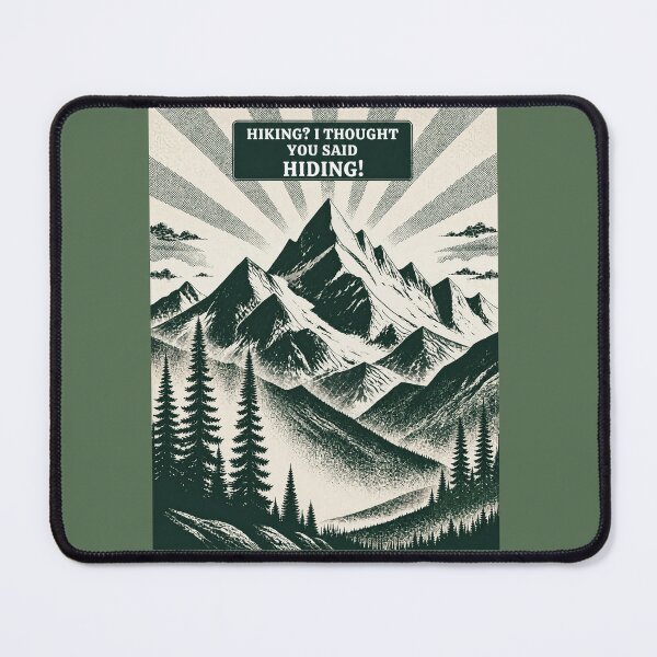 Item preview, Hiking or hiding? Fun retro-style panoramic print of a mountain landscape, hiking designed and sold by PanaluPrint .
