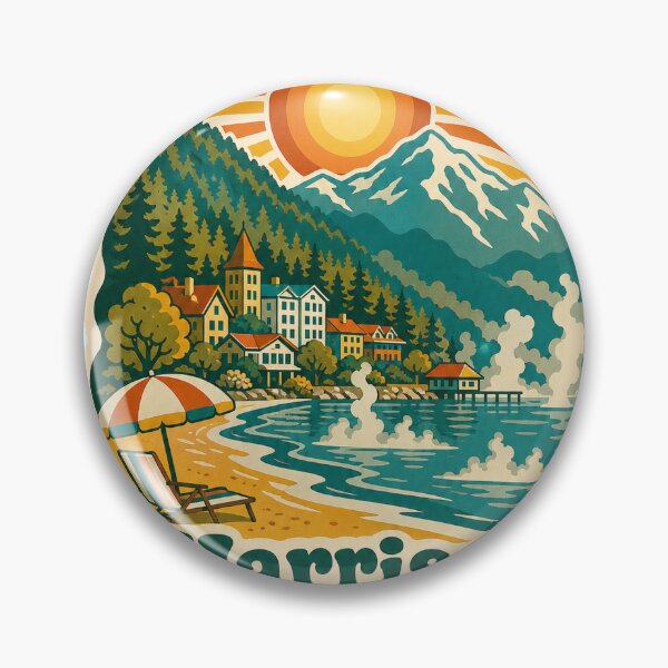 Item preview, Harrison Hot Springs British Columbia Travel Souvenir - Retro Illustration designed and sold by VisualArtsOasis.