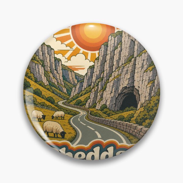 Aperçu de l'œuvre Souvenir de voyage des gorges de Cheddar, Angleterre - Illustration rétro créée et vendue par VisualArtsOasis.