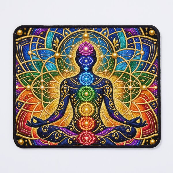 Item preview, Chakra Meditation Embroidery Mandala with Sacred Geometry designed and sold by Emoji Emblems.
