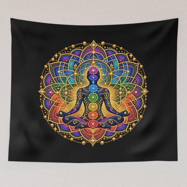 Item preview, Chakra Meditation Embroidery Mandala with Sacred Geometry designed and sold by Emoji Emblems.