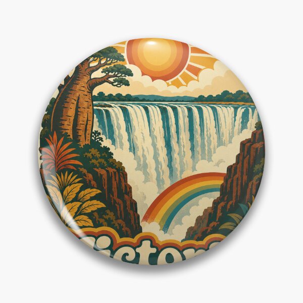 Item preview, Victoria Falls Zambia Travel Souvenir - Retro Illustration designed and sold by VisualArtsOasis.