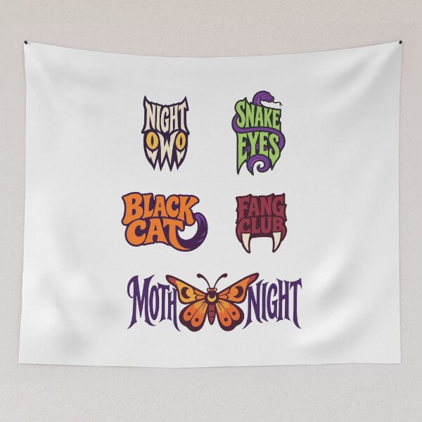 Item preview, Halloween Gothic Lettering – Black Cat, Night Owl and Moth designed and sold by AliveStyle.