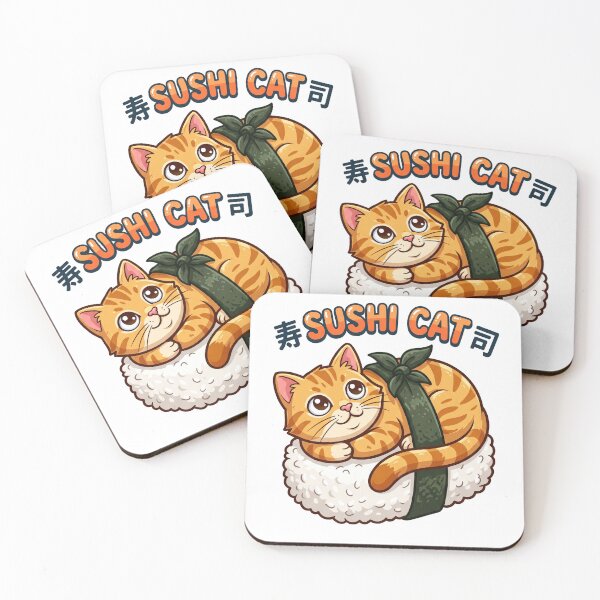 Item preview, Kawaii Sushi Cat Sticker - Cute Japanese Food Vinyl Decal designed and sold by Hikariha Studio.