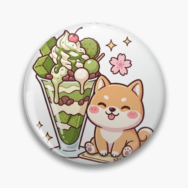 Item preview, Kawaii Matcha Shiba Inu Sticker - Japanese Cafe Dog Decal designed and sold by Hikariha Studio.