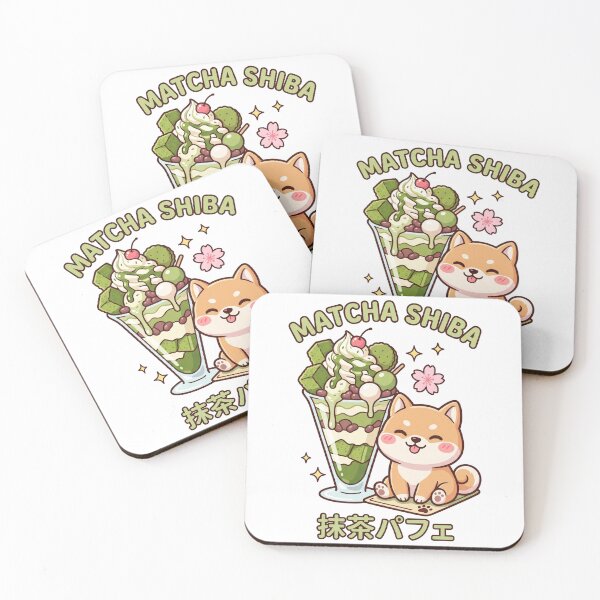 Item preview, Kawaii Matcha Shiba Inu Sticker - Japanese Cafe Dog Decal designed and sold by Hikariha Studio.