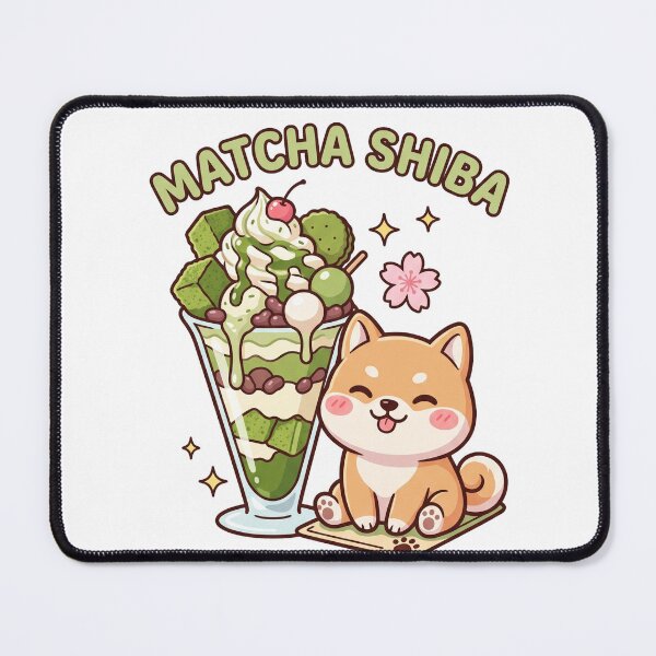 Item preview, Kawaii Matcha Shiba Inu Sticker - Japanese Cafe Dog Decal designed and sold by Hikariha Studio.