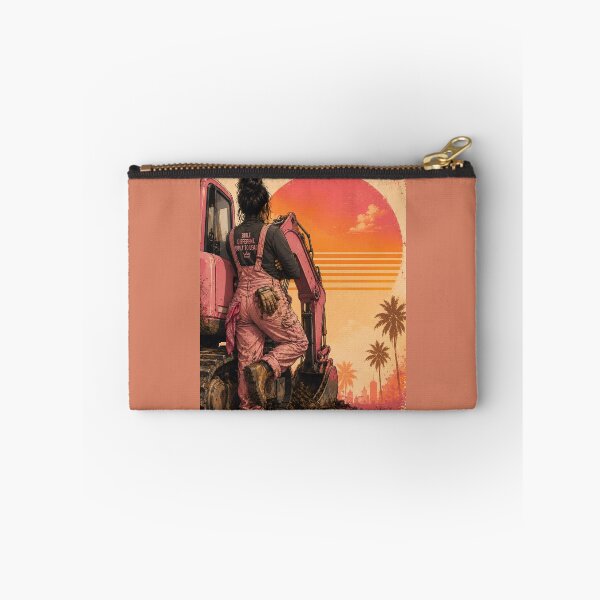 Item preview, Latina Construction Boss Pink Excavator  | Women in Construction Retro Sunset Graphic | Tradeswoman Empowerment Design designed and sold by BelievingCreates.