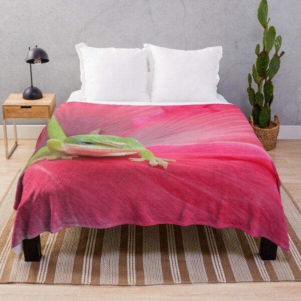 Item preview, Cute Green Lizard on a Pink Hibiscus Flower Nature Photography designed and sold by CoastalEmp.