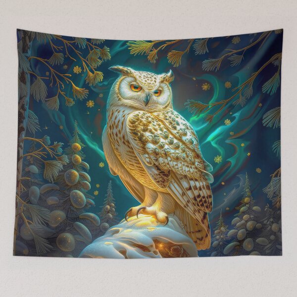 Item preview, Snowy Owl in Night Forest  designed and sold by MargaretWiktor.