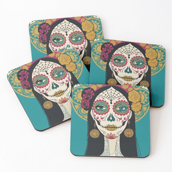 Item preview, Catrina Sunburst Halo | Mid Century Day of the Dead Art designed and sold by  Ojo de Lilith.