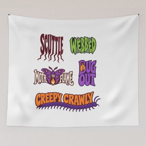 Item preview, Creepy Crawly Halloween Sayings – Bugs, Moths and Spiderwebs designed and sold by AliveStyle.