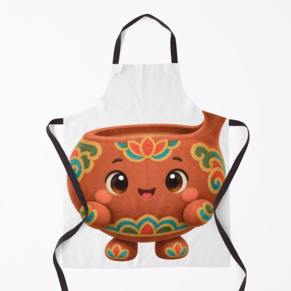 Item preview, Cute Mascot Shaped Like a Small Clay Oil Lamp (Deungjan) With a Shallow Round Dish Body, a Thin Wick Spout, and a Tiny Flickering Flame on Top — Marker-style Digital Illustration designed and sold by radou88.