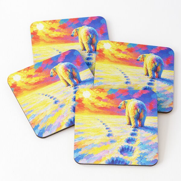 Item preview, Polar Bear's Journey – Vivid Sunset Wildlife Painting designed and sold by RamyGallery.