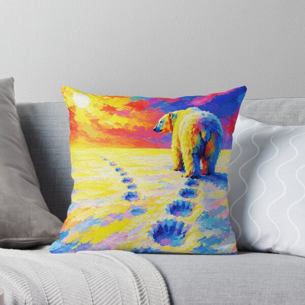 Item preview, Polar Bear's Journey – Vivid Sunset Wildlife Painting designed and sold by RamyGallery.