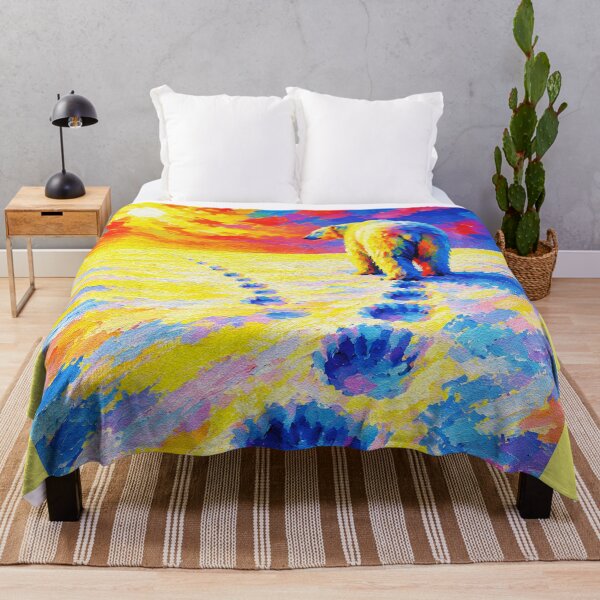 Item preview, Polar Bear's Journey – Vivid Sunset Wildlife Painting designed and sold by RamyGallery.