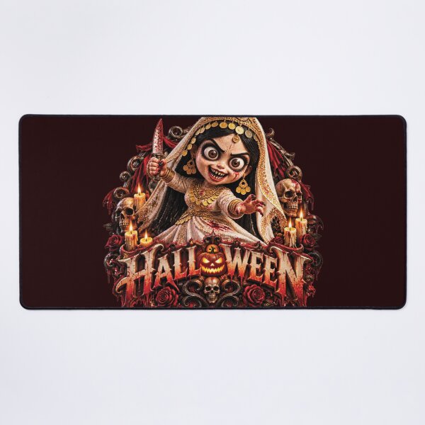 Item preview, Creepy Halloween Girl Skeleton Skull Horror Art designed and sold by M. Mamdouh Artworks.