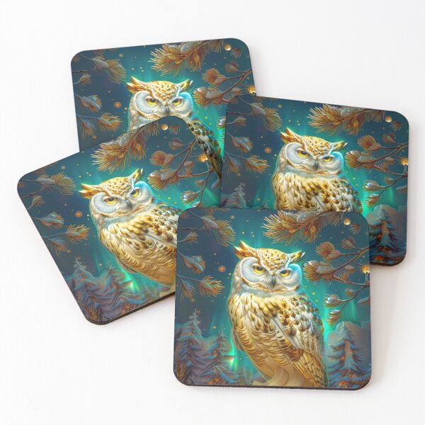 Item preview, Snowy Owl in Winter Forest, Fantasy Nature Art designed and sold by MargaretWiktor.