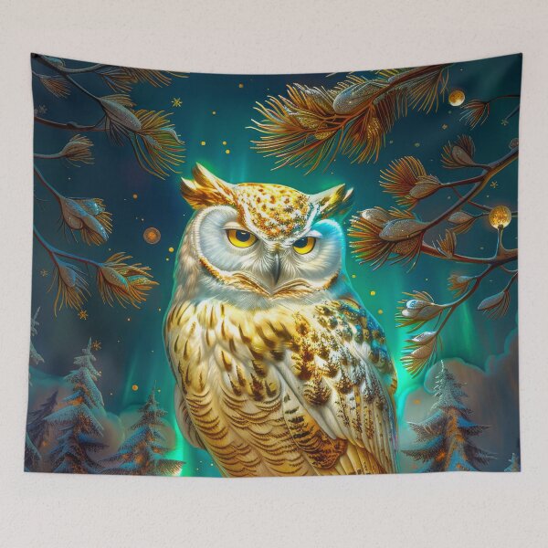 Item preview, Snowy Owl in Winter Forest, Fantasy Nature Art designed and sold by MargaretWiktor.