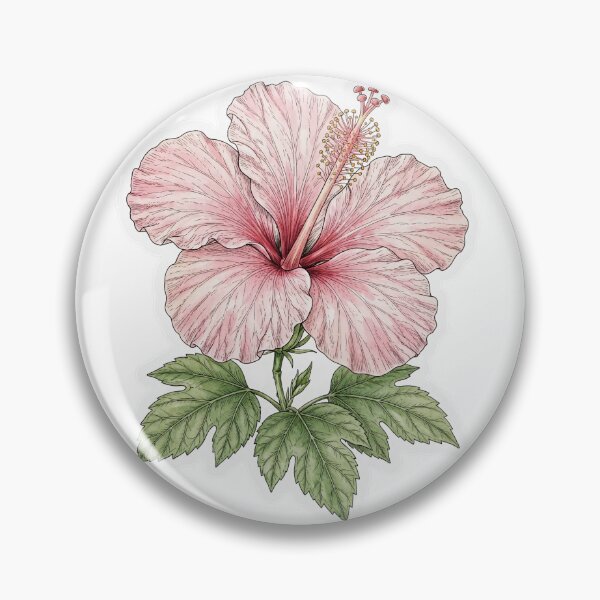 Artikelvorschau, Aufkleber mit rosa Hibiskusblüte | Botanisches Tattoo mit feinen Linien | Hibiskus-Illustration entworfen und verkauft von Crystal Critters .