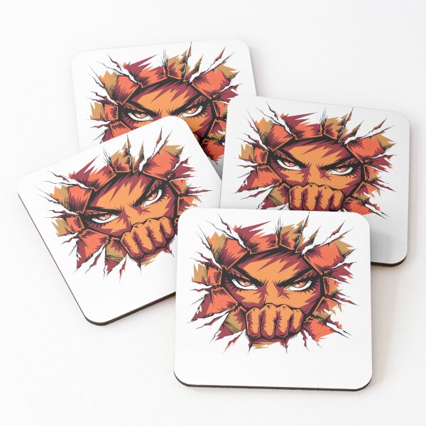 Item preview, angry ninja mask face graphic fiery orange comic pop art designed and sold by DariaOltes.