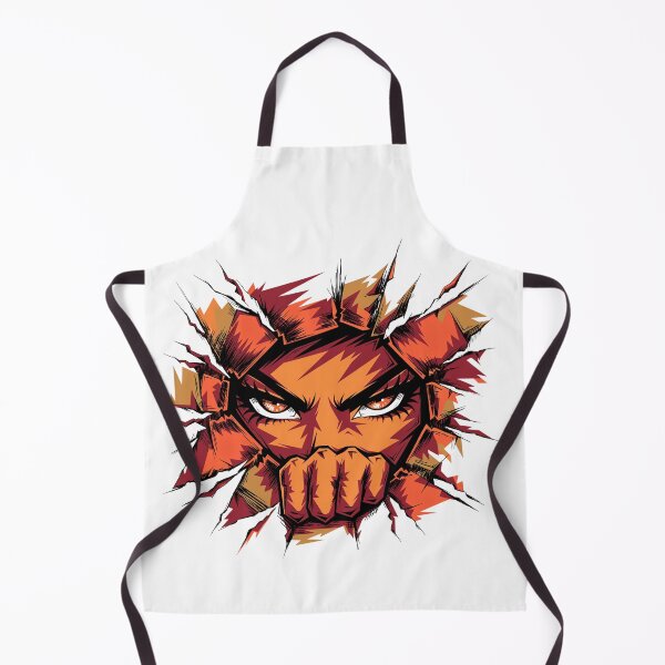 Item preview, angry ninja mask face graphic fiery orange comic pop art designed and sold by DariaOltes.