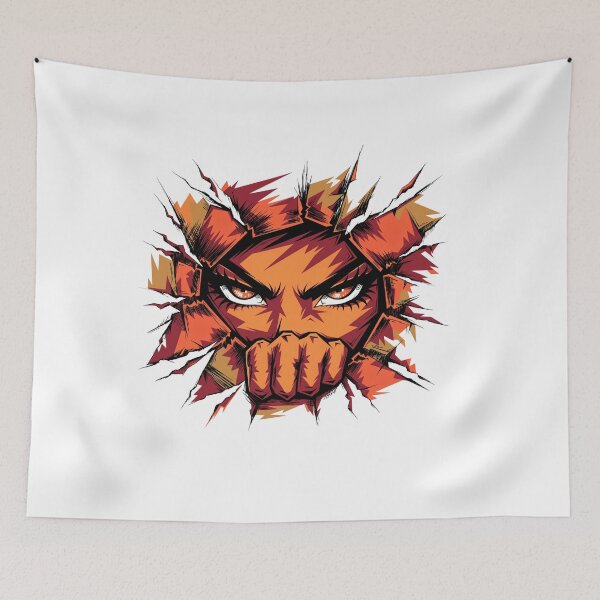 Item preview, angry ninja mask face graphic fiery orange comic pop art designed and sold by DariaOltes.