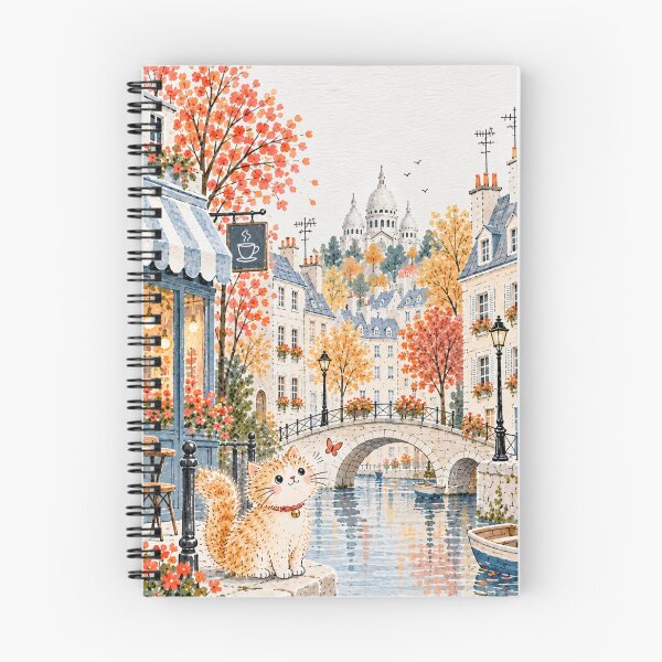 Item preview, Whimsical Paris Autumn Cat – Cozy French Canal Storybook designed and sold by vyreinadee.