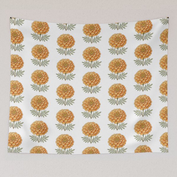 Item preview, Marigold Flower Sticker | Cempasuchil Sticker | Fine Line Dia de Muertos Tattoo designed and sold by FineLineBotanical .