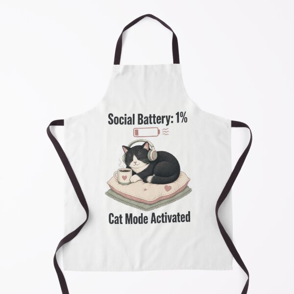 Item preview, Social Battery 1% Cat Mode Activated Funny Introvert Cat T-Shirt designed and sold by FakePeopleSuck.