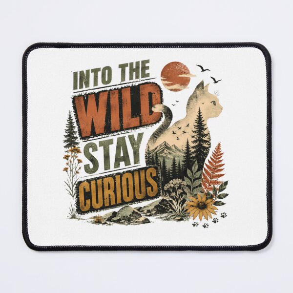 Item preview, Into The Wild Stay Curious Cat Nature Adventure Explorer designed and sold by RetroMini2026.