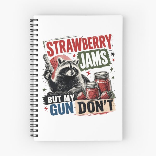 Item preview, Strawberry Jams But My Gun Don't Funny Raccoon Gun Owner Humor designed and sold by RetroMini2026.