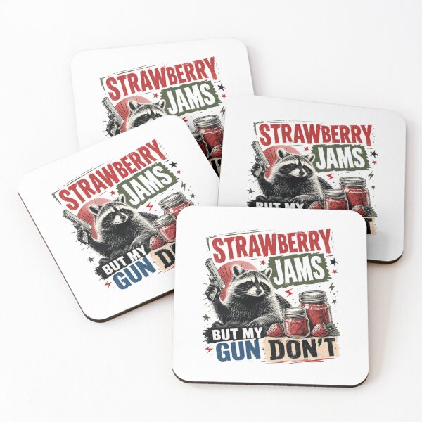 Item preview, Strawberry Jams But My Gun Don't Funny Raccoon Gun Owner Humor designed and sold by RetroMini2026.