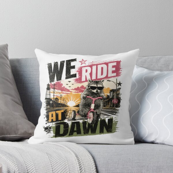Item preview, We Ride At Dawn Raccoon Tricycle Riding Humor Early Riser Wildlife designed and sold by JonesFlora2025.
