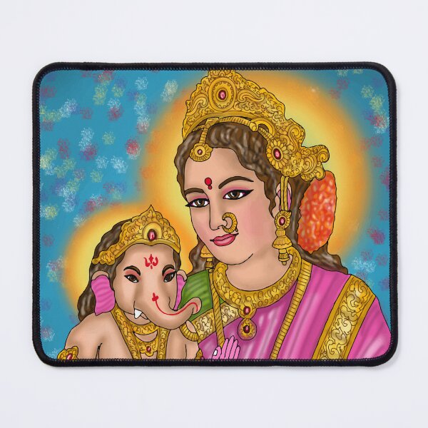 Item preview, Lord Ganesha with Parvati Digital Drawing | Hindu Deity Artwork designed and sold by Harshit_Digital_Arts.