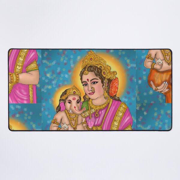 Artikelvorschau, Digitale Zeichnung von Lord Ganesha und Parvati | Kunstwerk einer hinduistischen Gottheit entworfen und verkauft von Harshit_Digital_Arts.