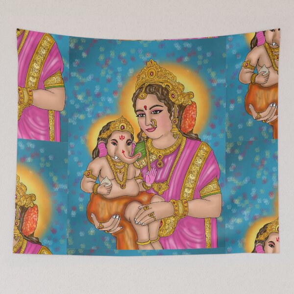 Item preview, Lord Ganesha with Parvati Digital Drawing | Hindu Deity Artwork designed and sold by Harshit_Digital_Arts.