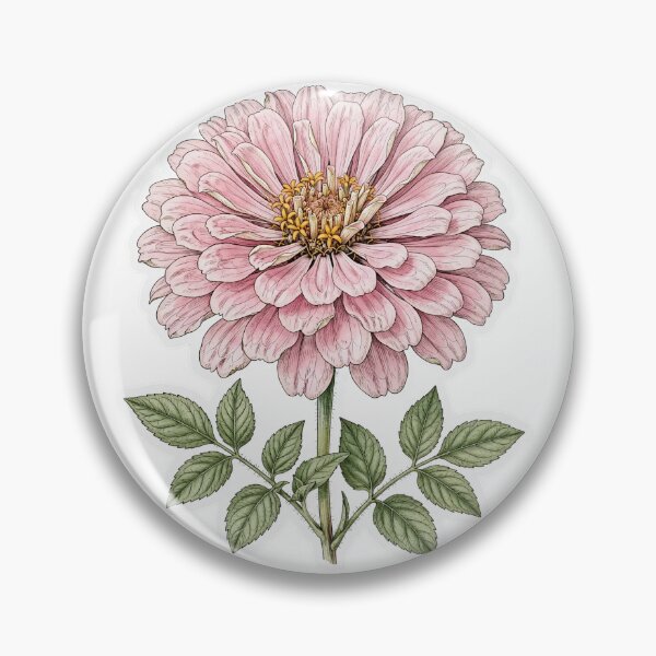 Item preview, Pink Zinnia Flower Sticker | Fine Line Botanical Tattoo | Zinnia Illustration designed and sold by FineLineBotanical .