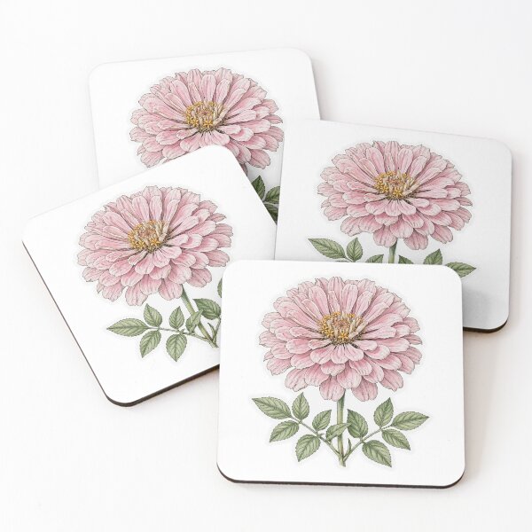 Item preview, Pink Zinnia Flower Sticker | Fine Line Botanical Tattoo | Zinnia Illustration designed and sold by FineLineBotanical .