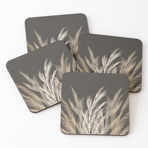 Item preview, Boho Pampas Grass Botanical Print: Minimalist Beige Dried Grasses on Dark Brown designed and sold by Kat Designs Store.