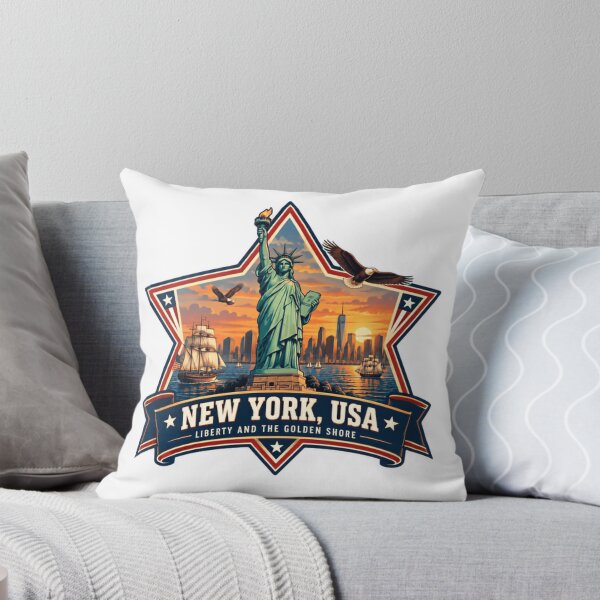 Item preview, New York, USA Liberty And The Golden Shore Patriotic American Travel Landmark designed and sold by SEEM-drawing.