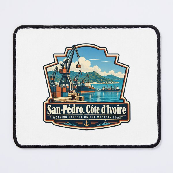 Item preview, San-Pédro, Côte D'Ivoire Working Harbour Travel Souvenir designed and sold by SEEM-drawing.