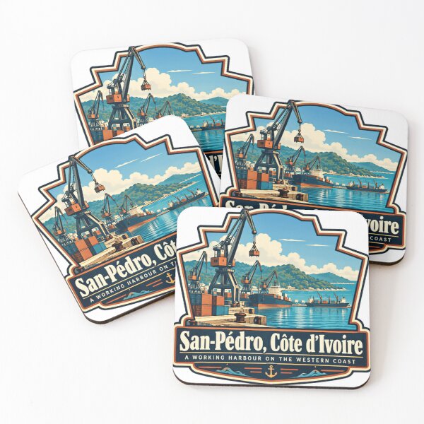 Item preview, San-Pédro, Côte D'Ivoire Working Harbour Travel Souvenir designed and sold by SEEM-drawing.