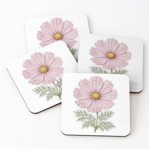 Item preview, Pink Cosmos Flower Sticker | Fine Line Botanical Tattoo | Cosmos Illustration designed and sold by FineLineBotanical .
