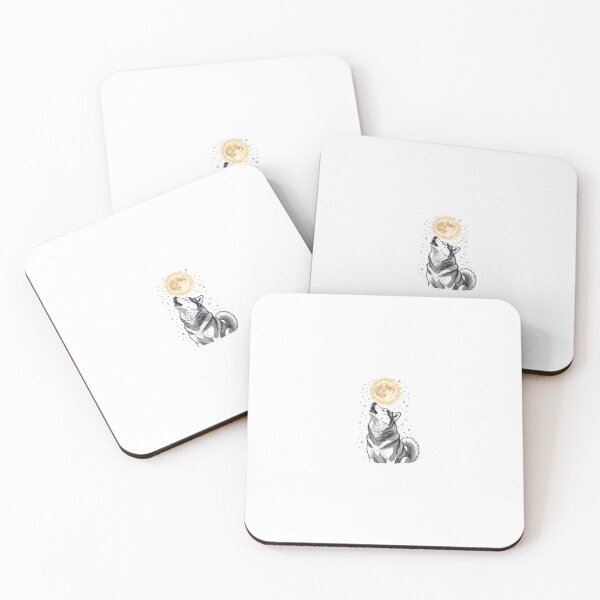 Item preview, Siberian Husky Howling at Full Moon Illustration designed and sold by Nichely.