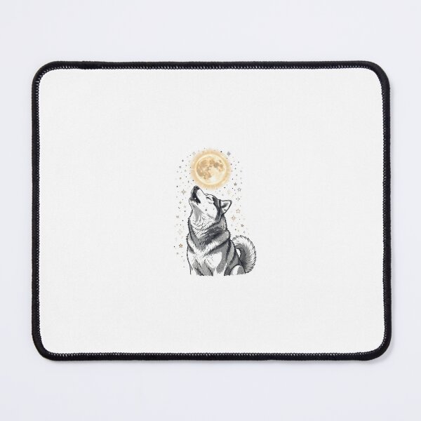 Item preview, Siberian Husky Howling at Full Moon Illustration designed and sold by Nichely.