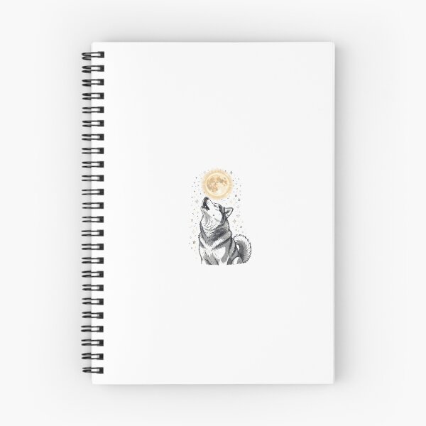Item preview, Siberian Husky Howling at Full Moon Illustration designed and sold by Nichely.