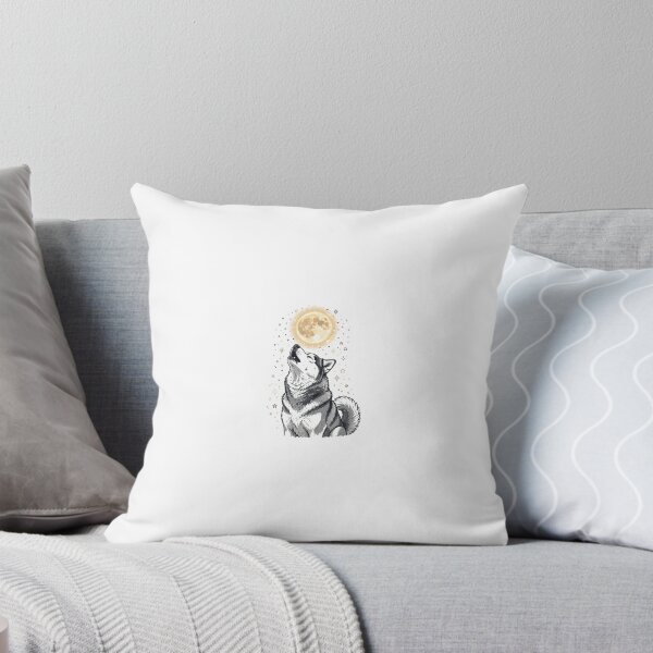 Item preview, Siberian Husky Howling at Full Moon Illustration designed and sold by Nichely.